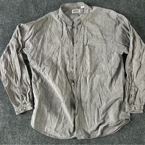 Gray Striped Men's Button Down Shirt Sz L